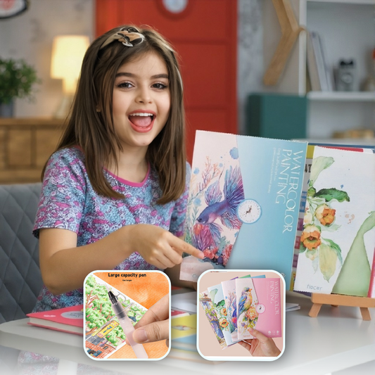 Kids Watercolor Graffiti Painting Book – 12 Color Set